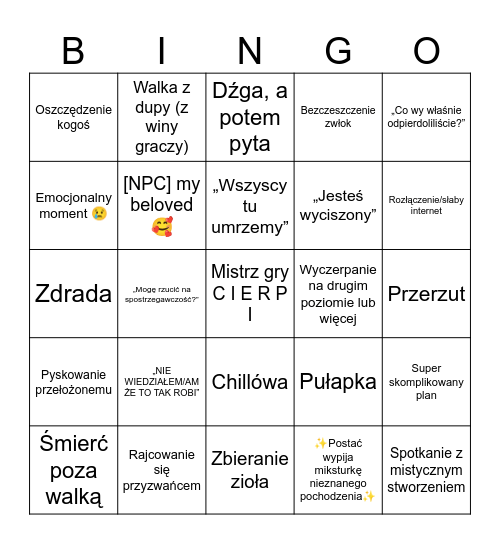 Zlecenie 4 Bingo Card