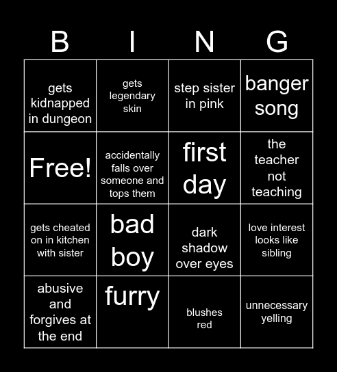 gacha video Bingo Card