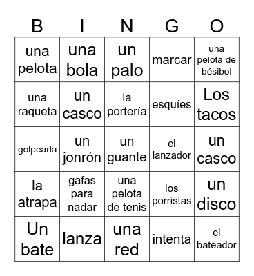 Los deportes Bingo Card