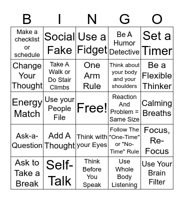 Strategy Bingo Card
