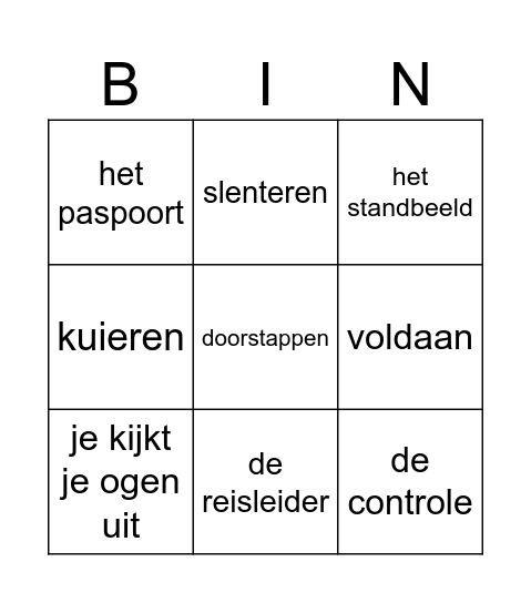 woordenschat taal actief thema 3 les 11 Bingo Card