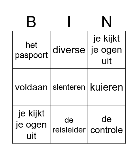 woordenschat taal actief thema 3 les 11 Bingo Card