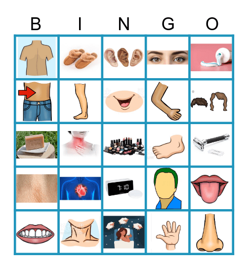 Les parties du corps Bingo Card