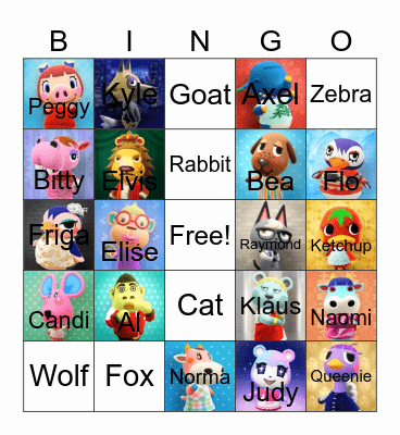 Animal Crossing Bingo Card