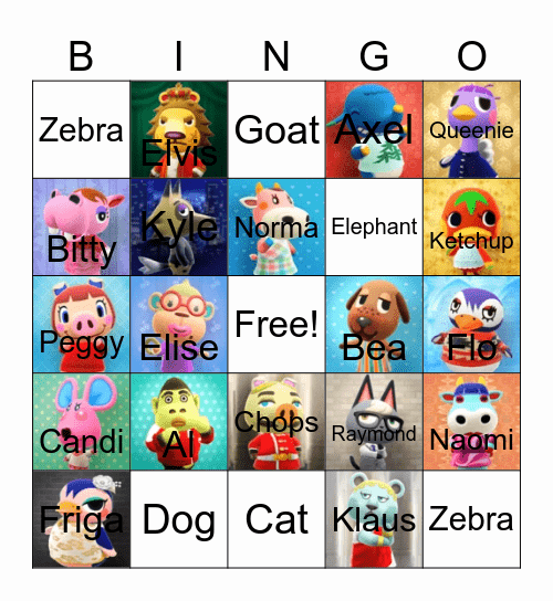 Animal Crossing Bingo Card