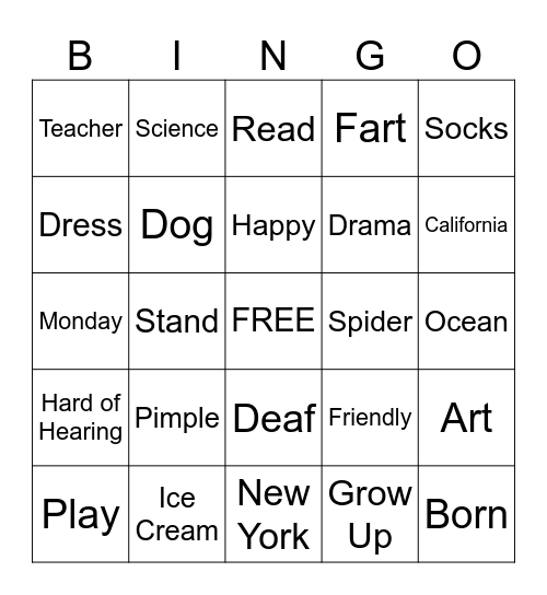 ASL BINGO Card