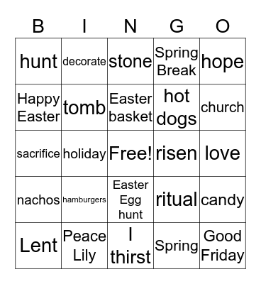 Easter Monday Bingo Card