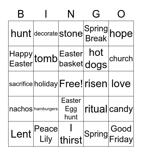 Easter Monday Bingo Card