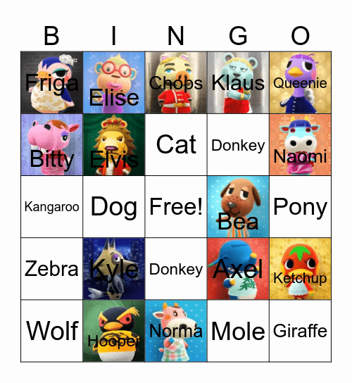 Animal Crossing Bingo Card