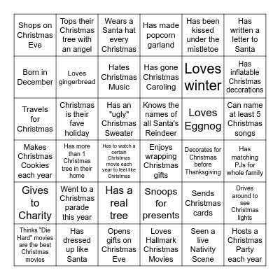 Merry Christmas     -     Find Someone Who... Bingo Card