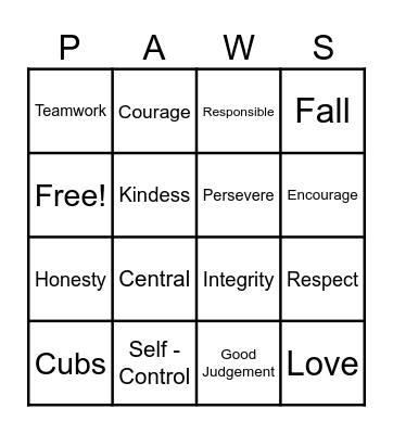 PBIS Celebration Bingo Card