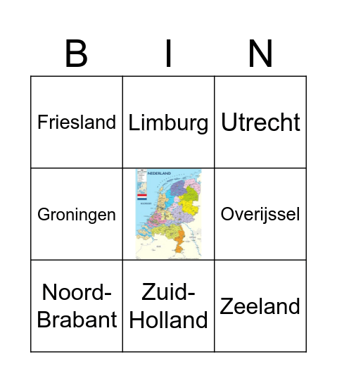 provincies Bingo Card