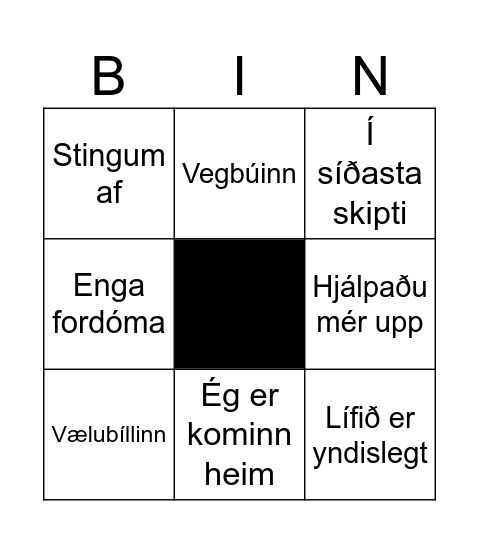 Vinaleika-tónlistarbingó Bingo Card