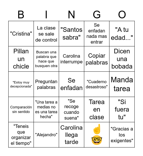 Lcas bingo Card