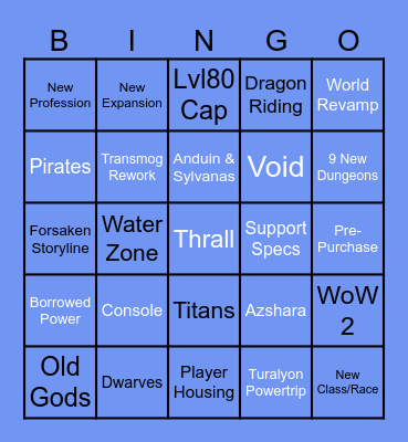 Chronicle's BlizzCon 2023 Predictions (WoW) Bingo Card