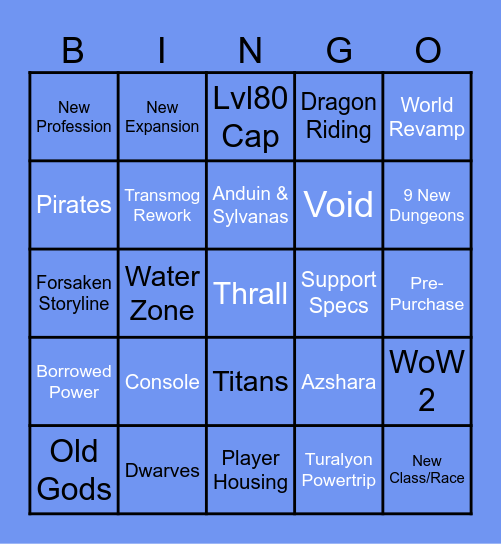 Chronicle's BlizzCon 2023 Predictions (WoW) Bingo Card