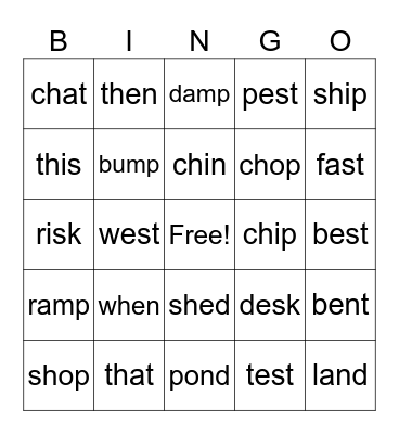 Phonics L1 Lesson 23- 24 Bingo Card