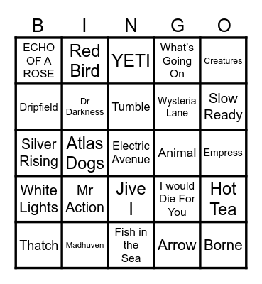 BONGO BINGO Card