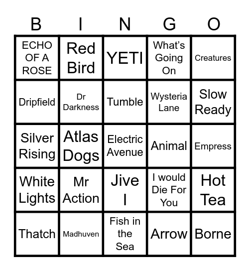 BONGO BINGO Card
