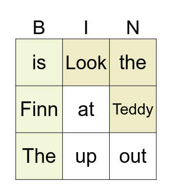 Sight Words Bingo Card