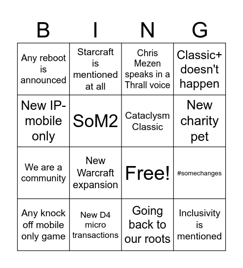 ShitCon 2023 Bingo Card