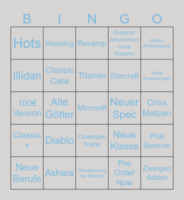 Blizzcon 2023 Bingo Card