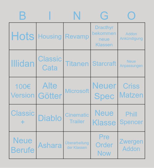 Blizzcon 2023 Bingo Card