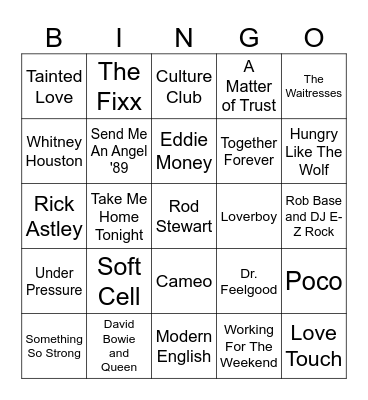 80's 2 Bingo Card