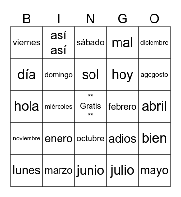 Exp 7 Blackout Bingo Card