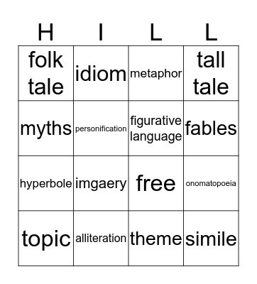 Unit 3 Vocabulary  Bingo Card
