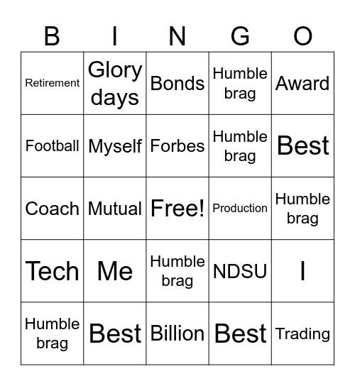 SIG Team Lunch Bingo Card
