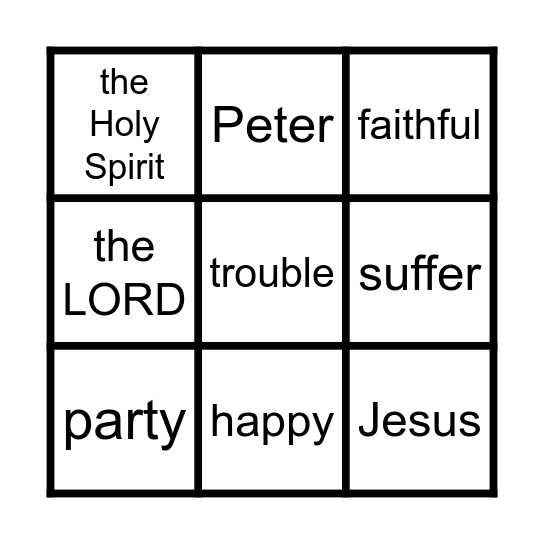 Color the words you hear TODAY in church! Bingo Card