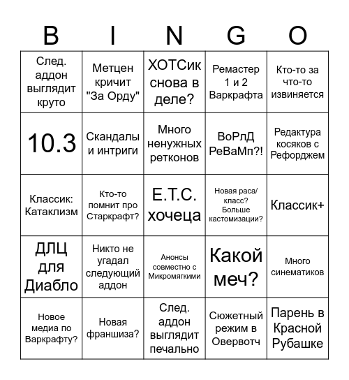 Близзкон 2023 от Коленьки Bingo Card