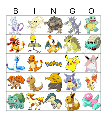 Pokemon images Bingo Card