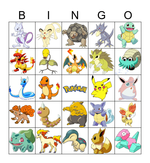 Pokemon images Bingo Card