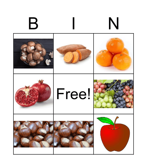 Autumn Fruits Bingo Card