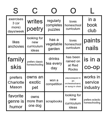 Find Someone Who ... Bingo Card