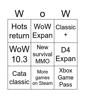 BlizzCon 2023 Bingo Card