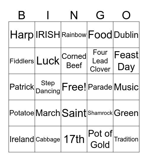 St Patty's Day BINGO! Bingo Card