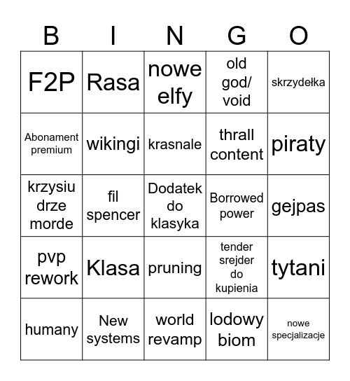 gówno dodatek Bingo Card