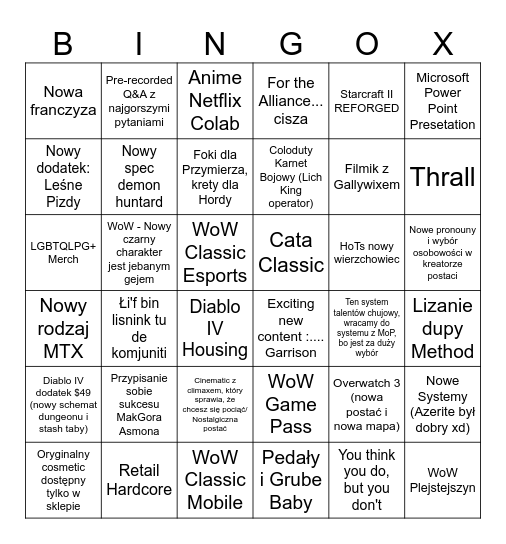 Blizzcum Bingo Card