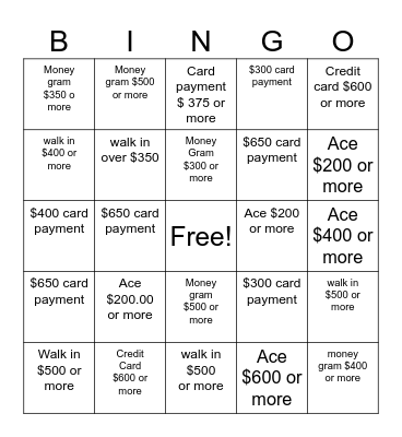 Bingo Blackout Bingo Card