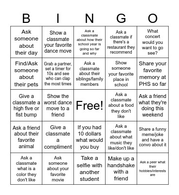 Social Communication Bingo Card