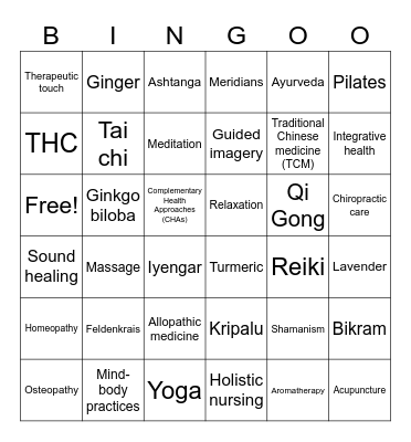 JCFall2023_Ch. 29 Complementary and Integrative Health Bingo Card