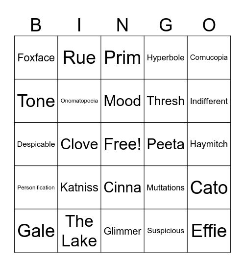 Hunger Games Review! Bingo Card