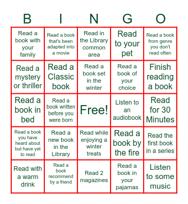 Winter Reading Bingo Card