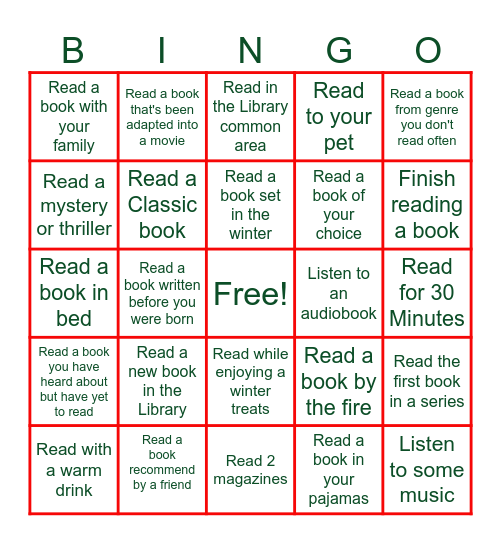 Winter Reading Bingo Card