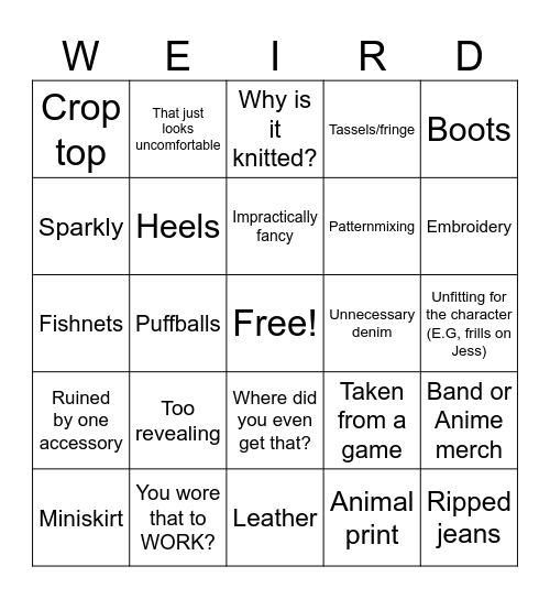 A Little Bit Of Magic Outfit Bingo Card