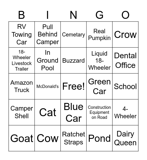 Alabama to Texas Bingo Card