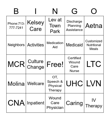 The Lev at Town Park Bingo Card